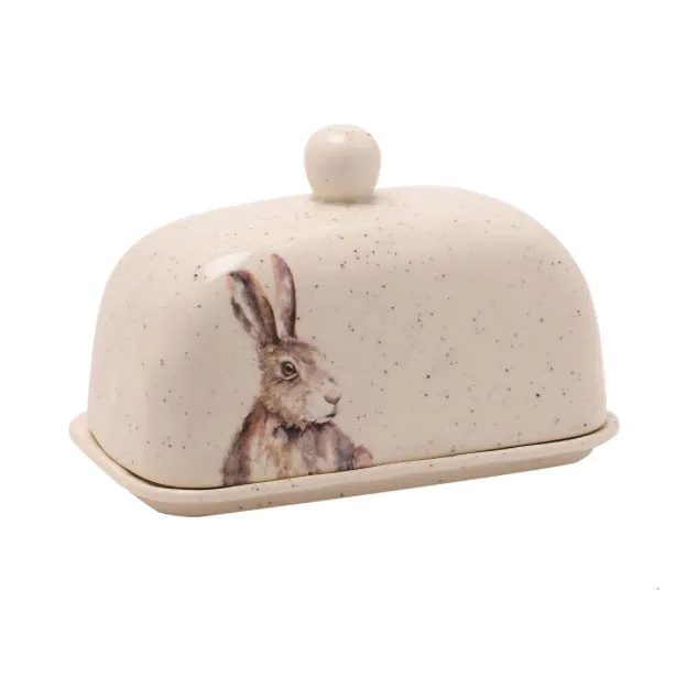 1112 - Meg Hawkins Butter Dish with Hare - Widdop