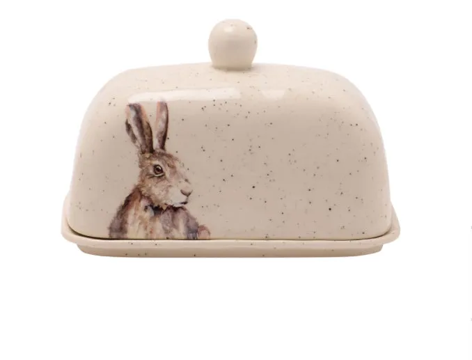 1112 - Meg Hawkins Butter Dish with Hare - Widdop