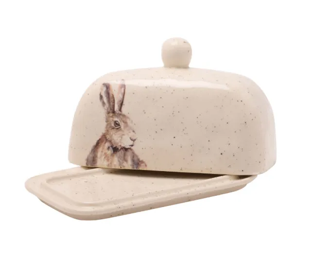 1112 - Meg Hawkins Butter Dish with Hare - Widdop