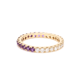 14K & 18K Ombre Amethyst & Diamond Eternity Ring