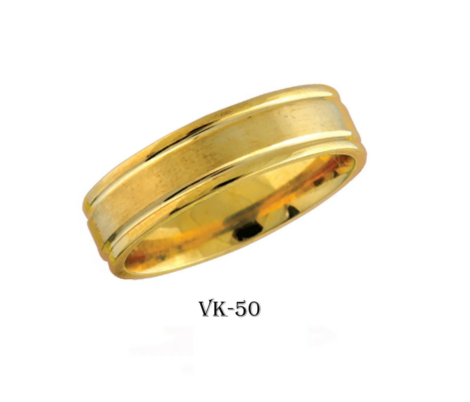 18k Solid Gold Elegant Ladies Modern Satin Finish Flat Band 6MM Ring VK50v