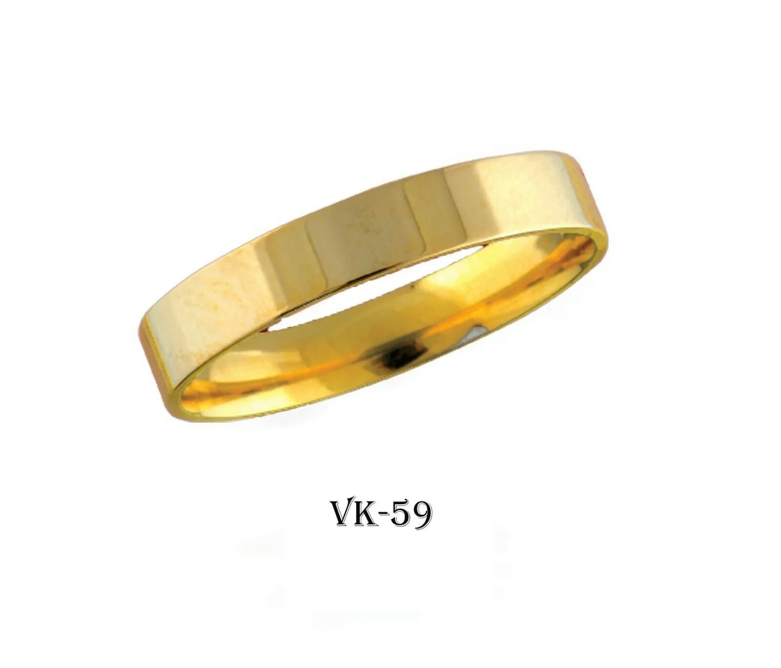 18k Solid Gold Elegant Ladies Modern Shiny Finish Flat Band 4MM Ring VK59v