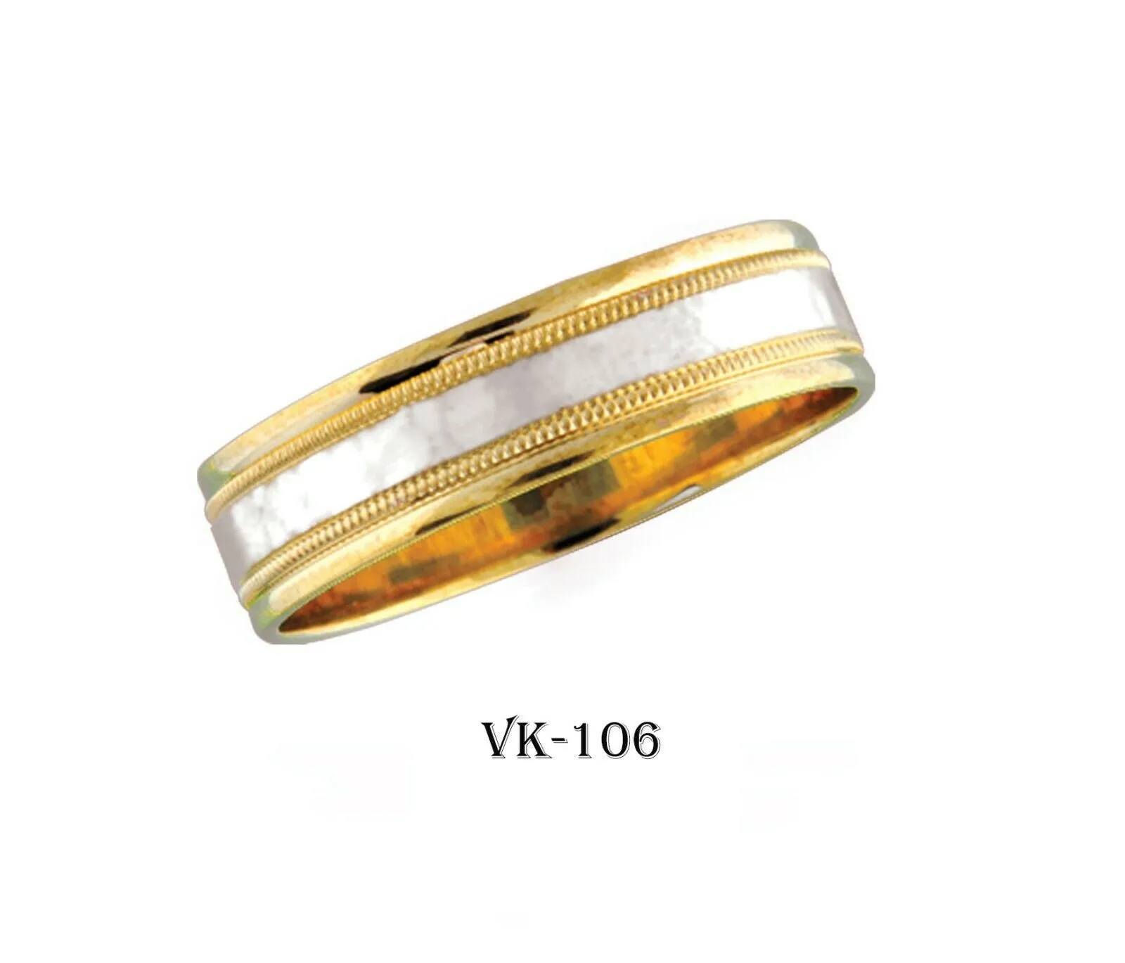 18k Solid Gold Elegant Ladies Modern Shiny Matte Flat Band 6MM Ring VK106v