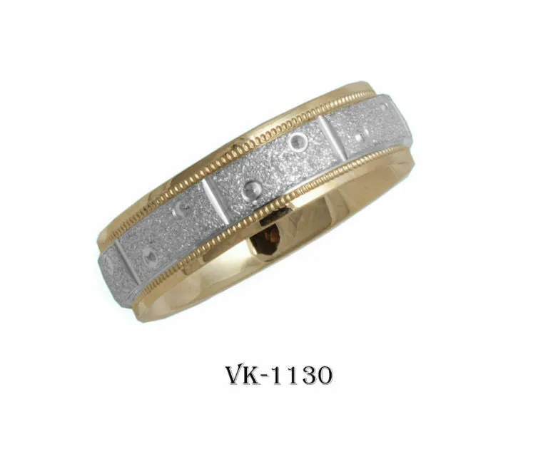 18k Solid Gold Elegant Ladies Modern Stone Finished Flat Band 6mm Ring VK1130v