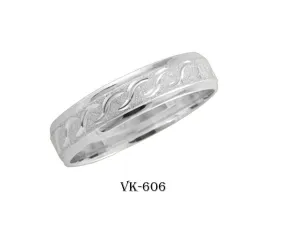 18k Solid Gold Elegant Ladies Modern Wire Matte Flat Band 5mm Ring VK606v(W)