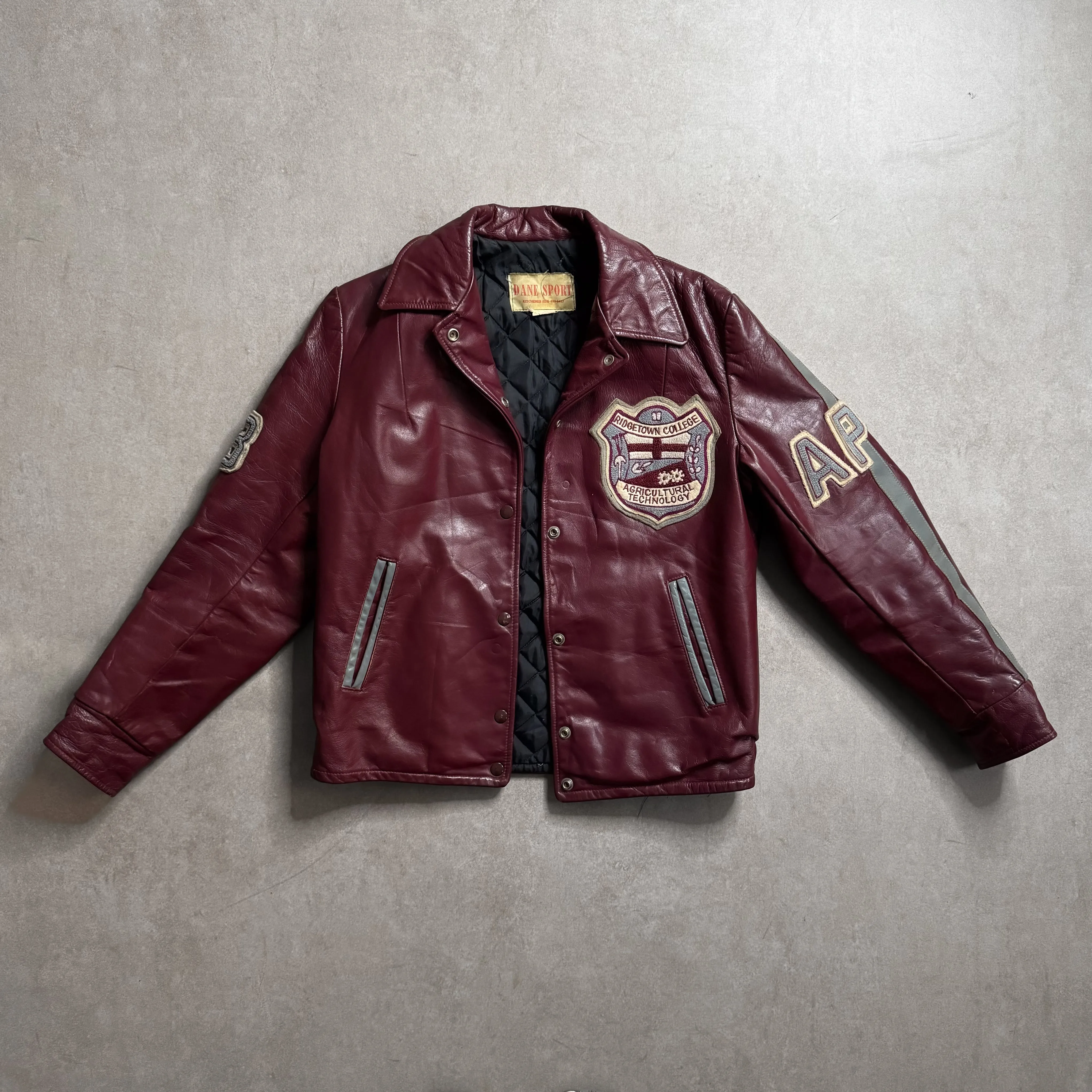 1980s Dane Sport Burgundy Leather Jacket - S