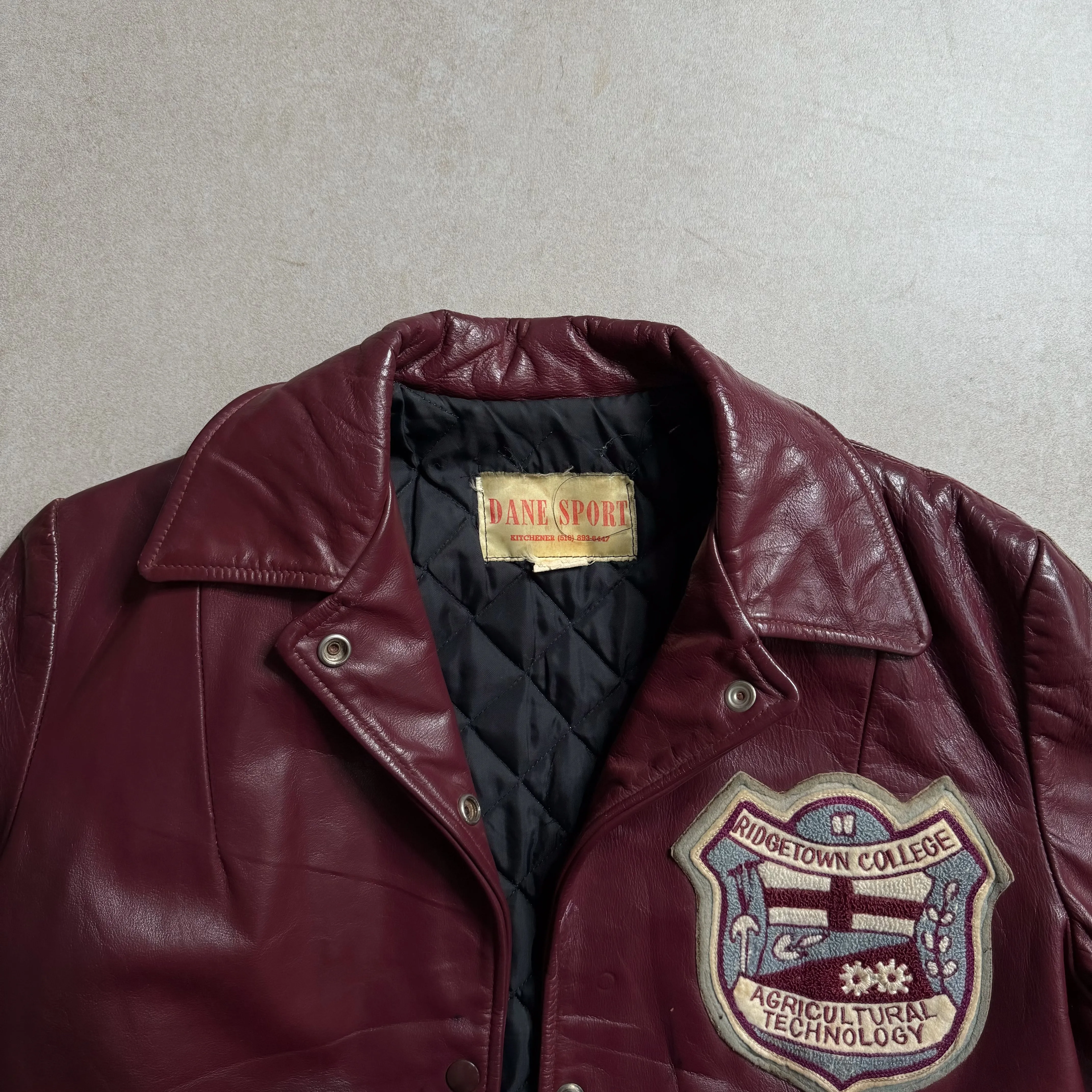 1980s Dane Sport Burgundy Leather Jacket - S