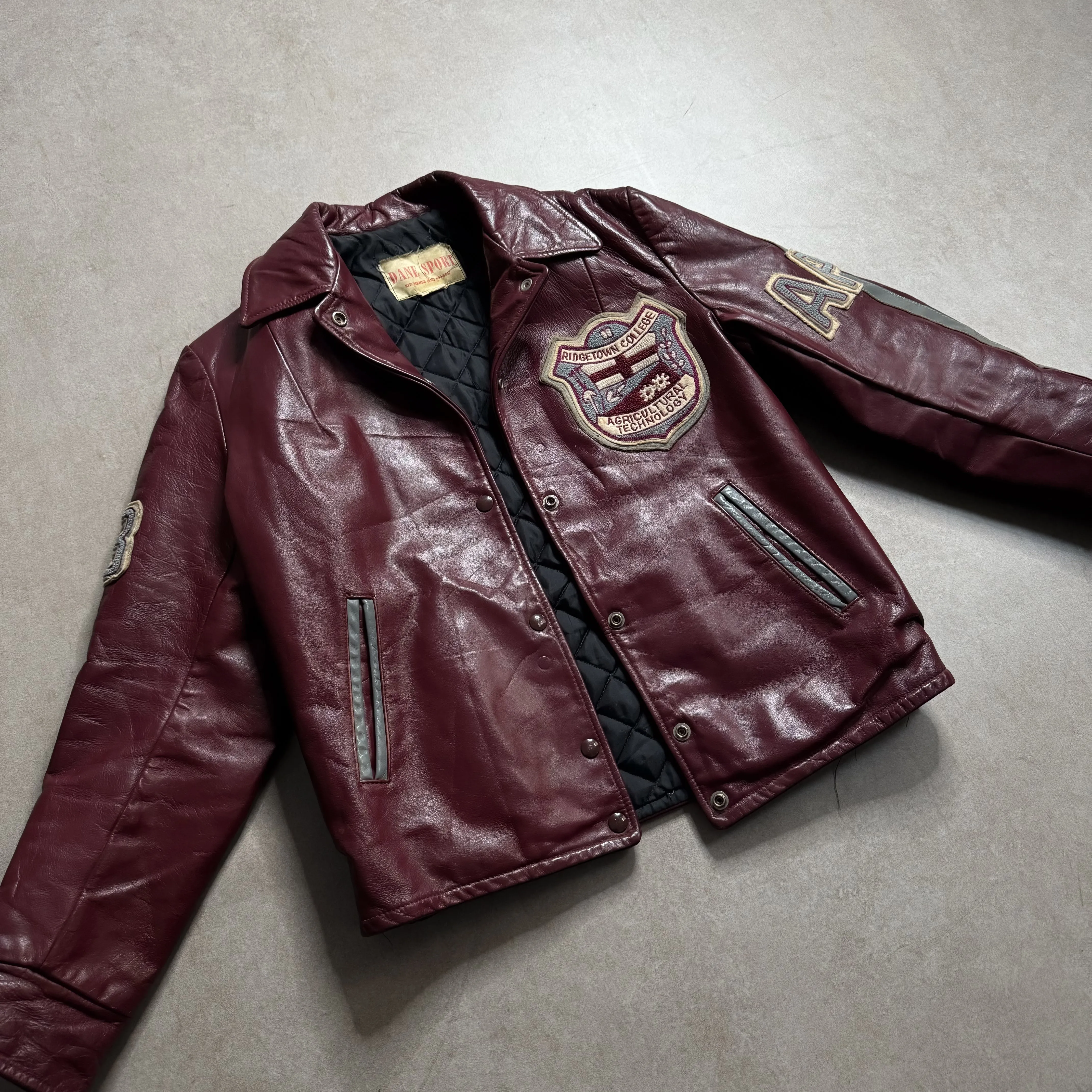 1980s Dane Sport Burgundy Leather Jacket - S