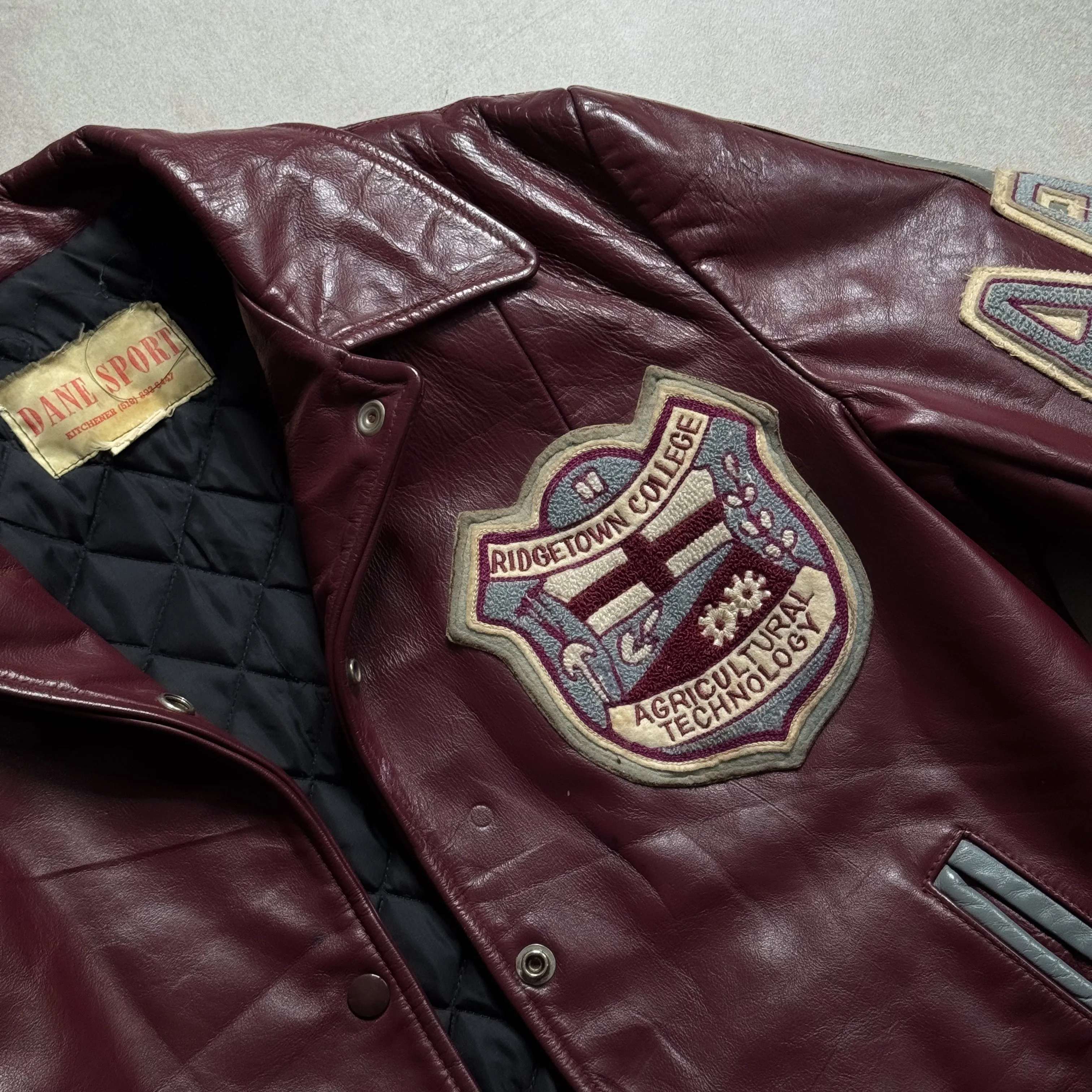 1980s Dane Sport Burgundy Leather Jacket - S