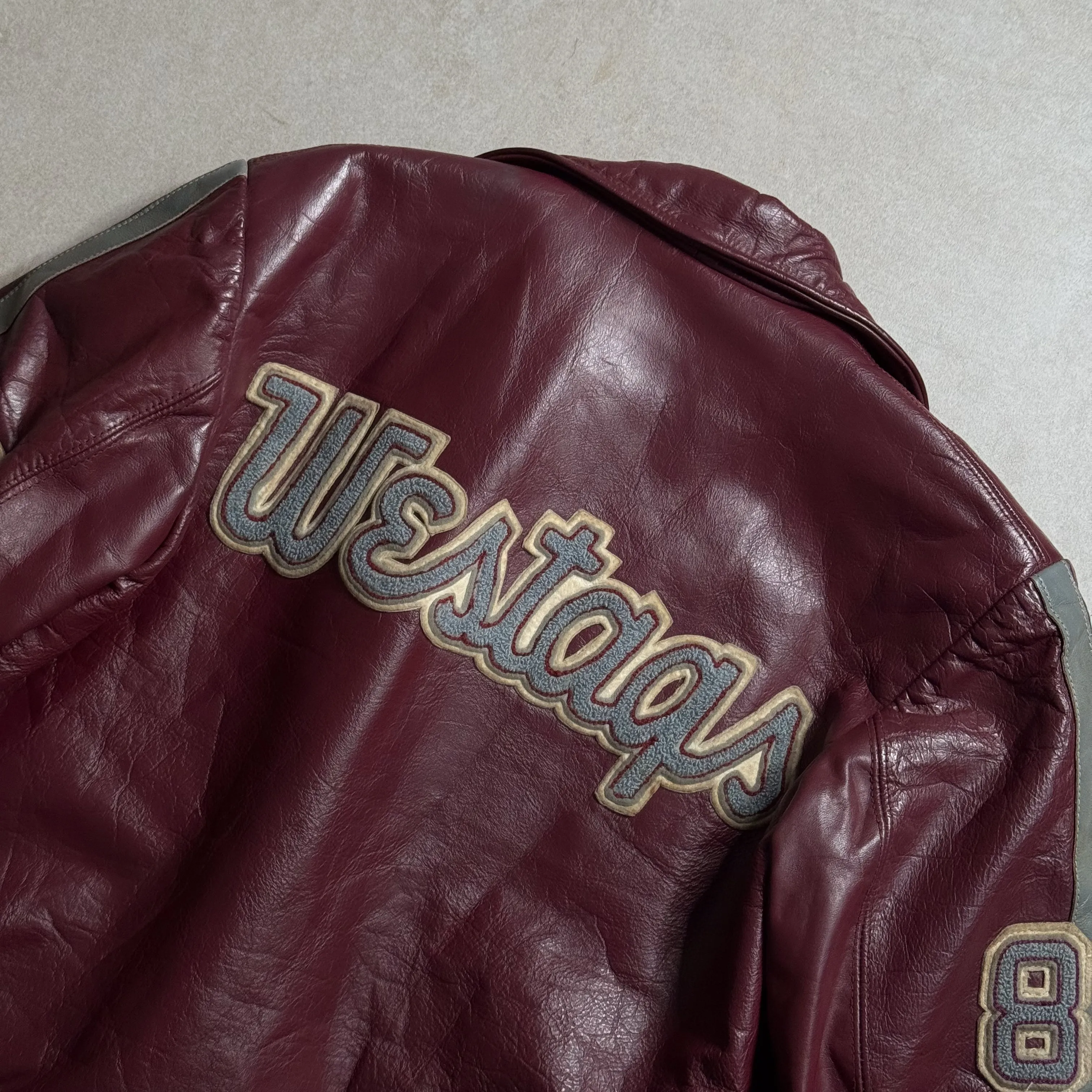 1980s Dane Sport Burgundy Leather Jacket - S