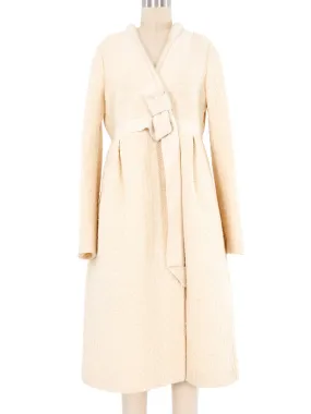 2006 Alexander McQueen Textured Ivory Fur Trim Coat