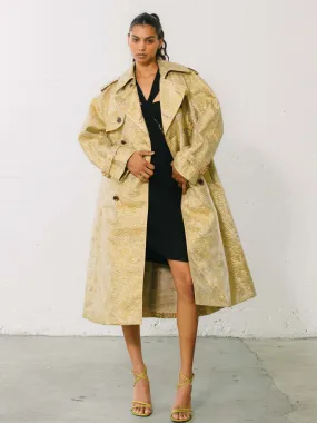 2018 Maison Margiela Textured Organza Metallic Trench Coat