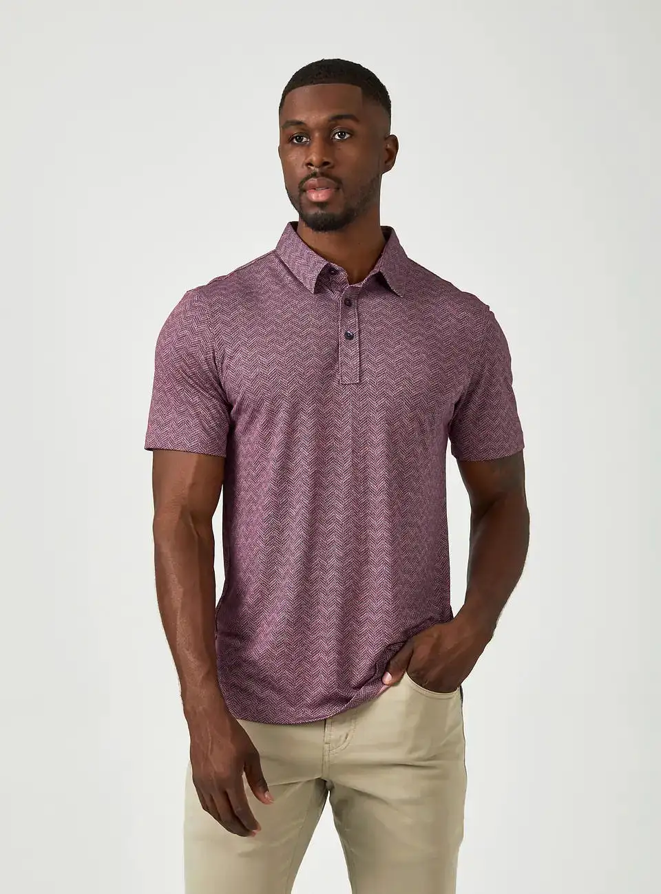 '7Diamonds' Men's Tantalum Performance Pima Polo - Dusty Rose