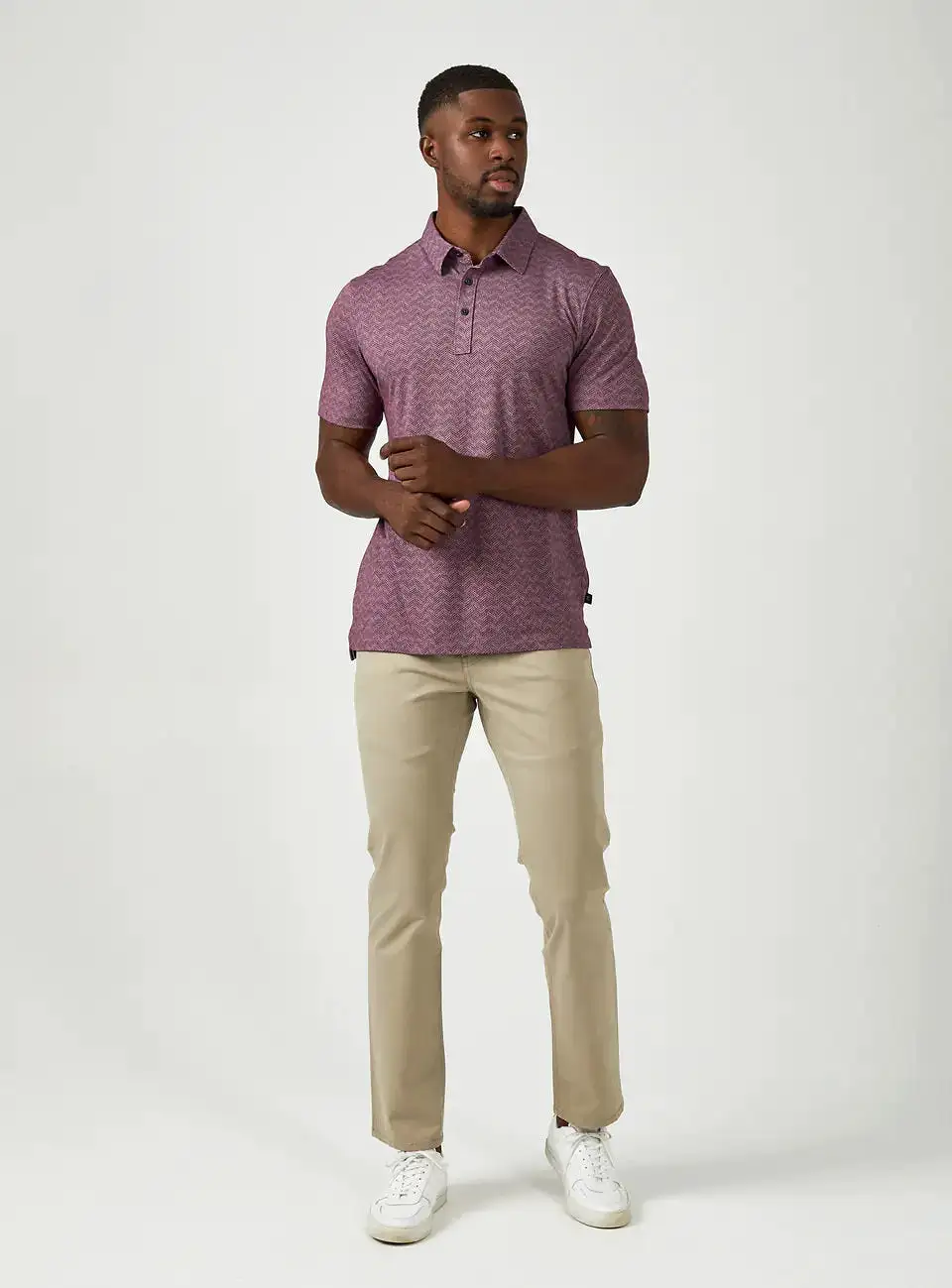 '7Diamonds' Men's Tantalum Performance Pima Polo - Dusty Rose