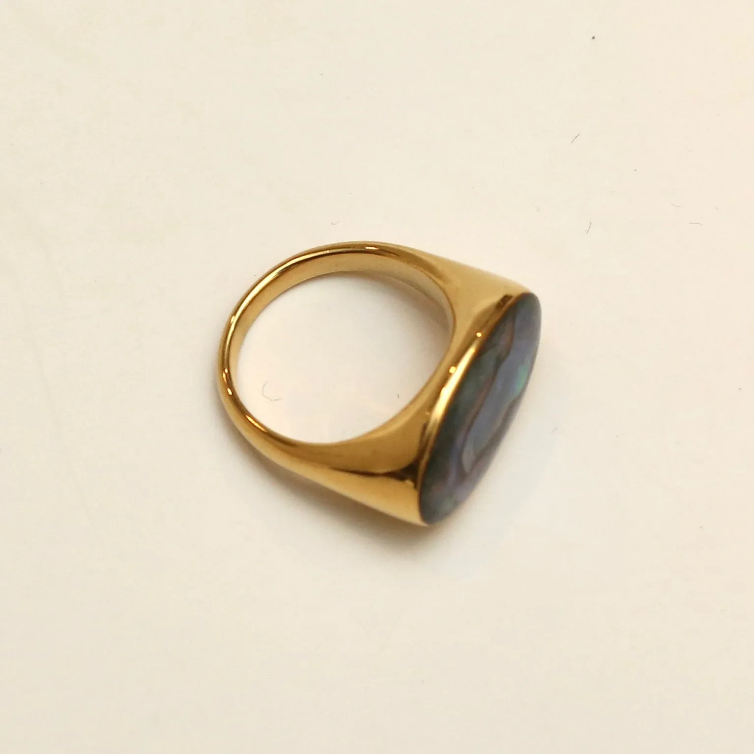 Abalone Oval Signet Ring