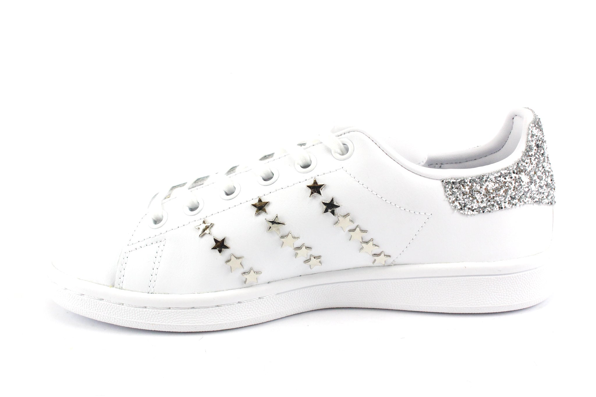 Adidas Stan Smith J Silver Glitter & Borchie Stelline