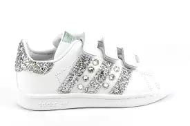 Adidas Stan Smith J Silver Glitter & Strass