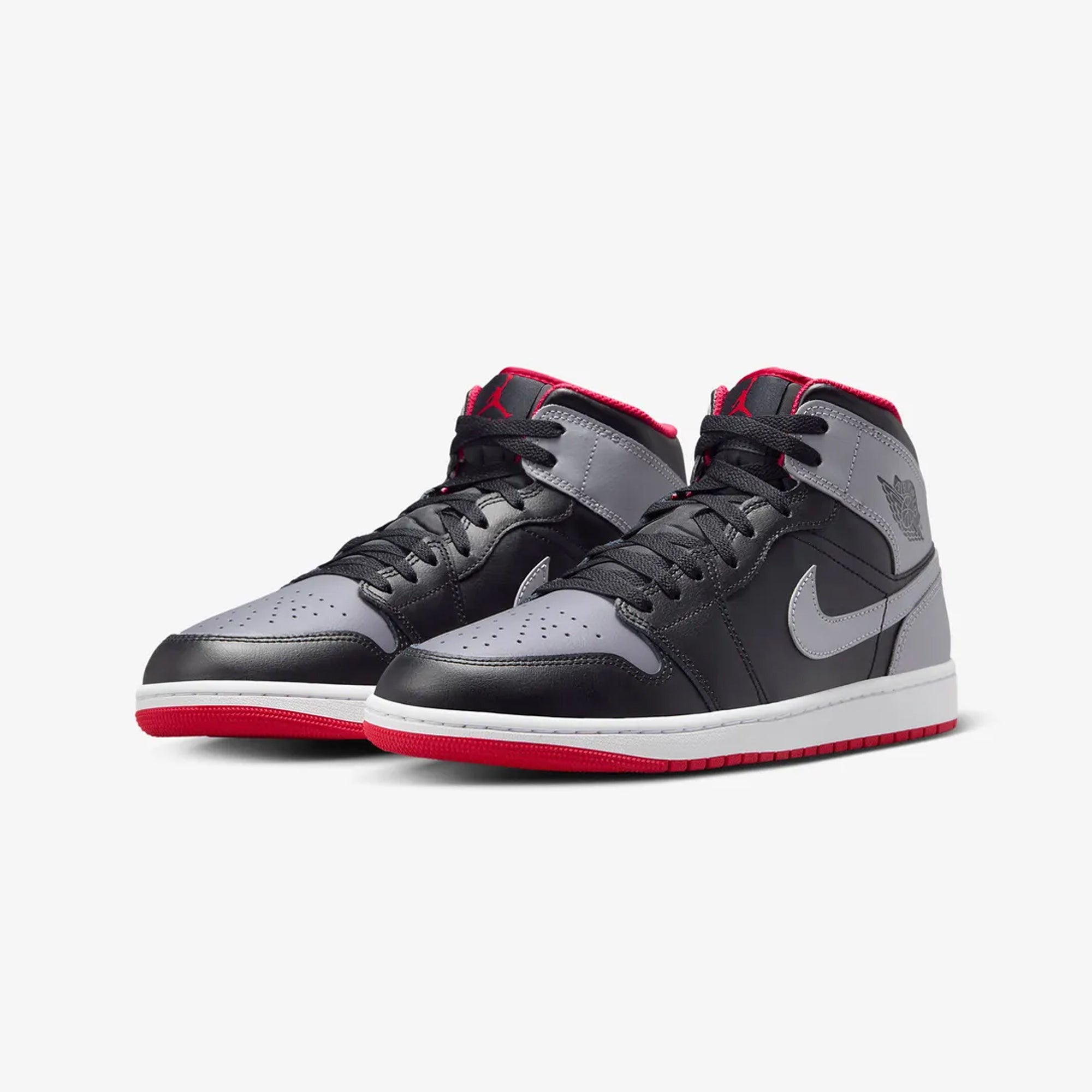 AIR JORDAN 1 MID 'BLACK/CEMENT GREY-FIRE RED-WHITE'