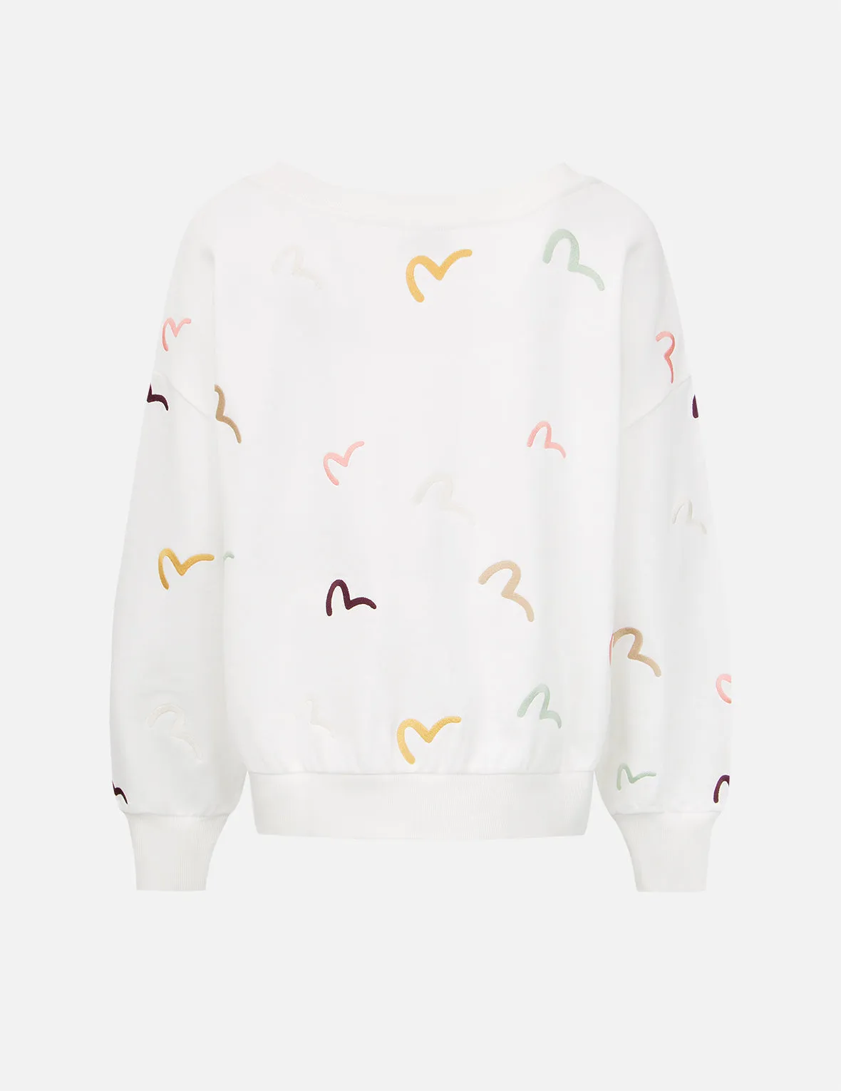 Allover Multi-color Seagull Embroidery Sweatshirt