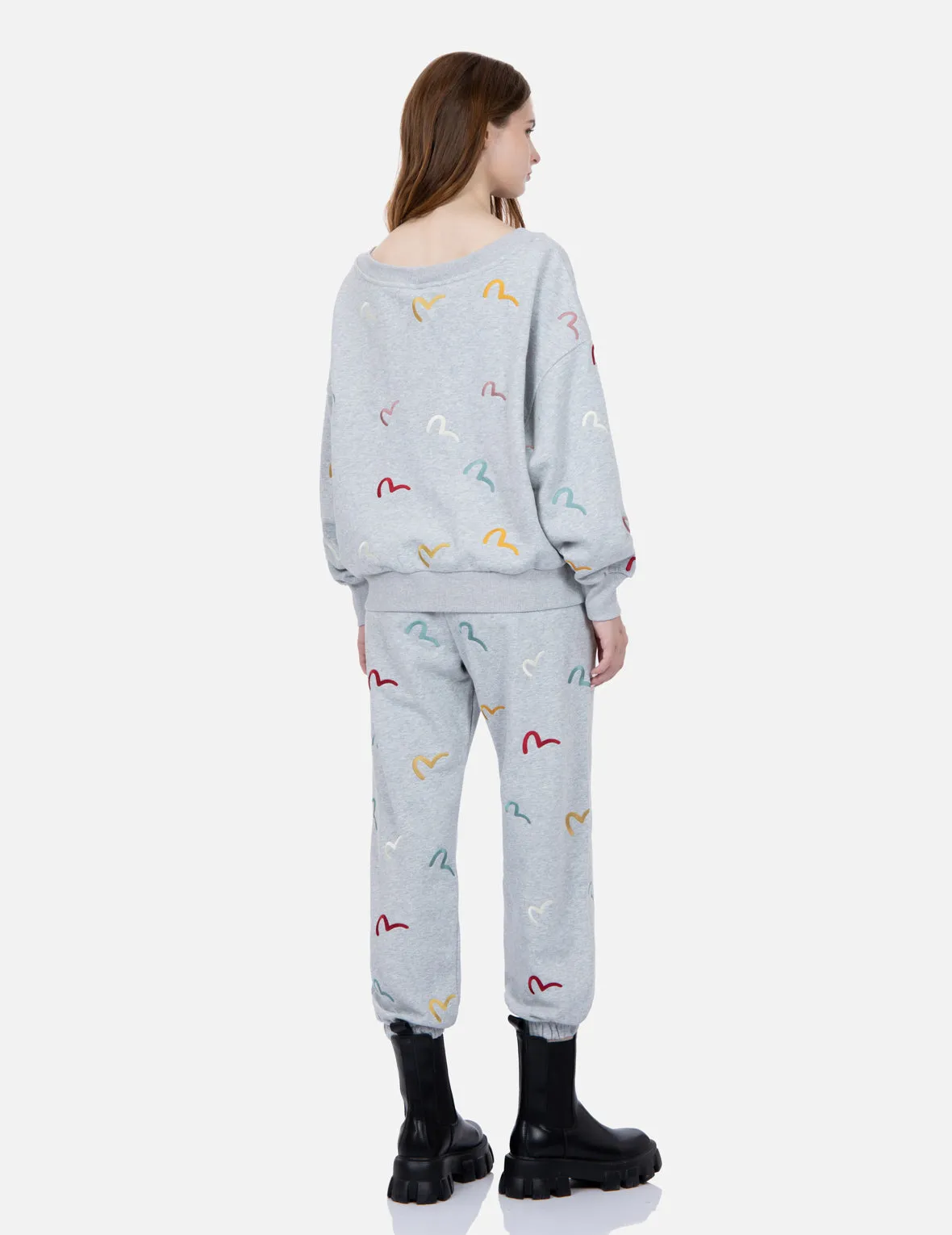 Allover Multi-color Seagull Embroidery Sweatshirt