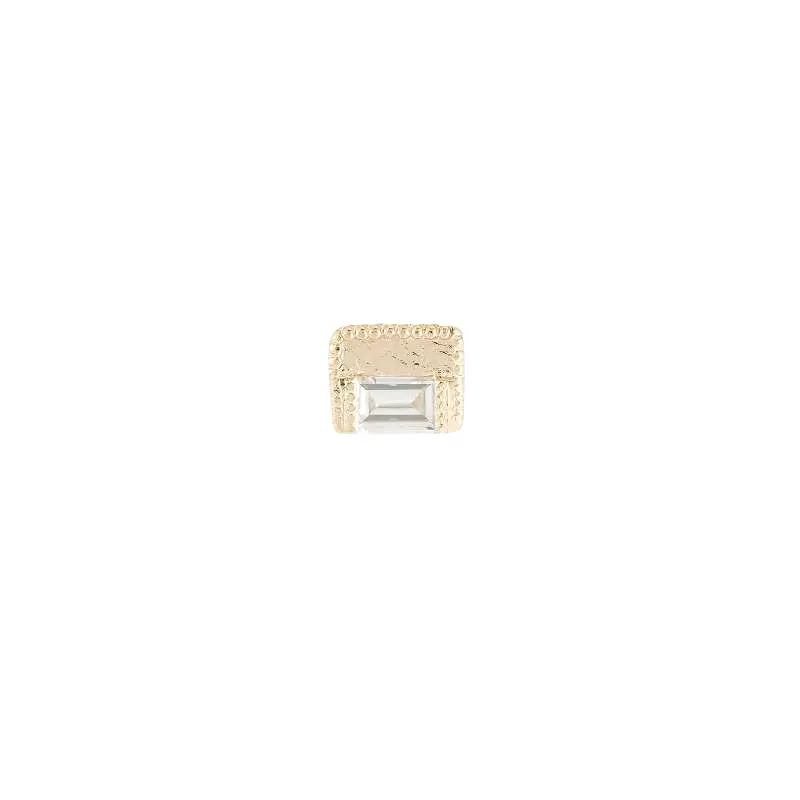 Baguette Block Stud (Single), Yellow Gold