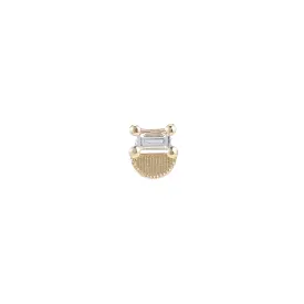 Baguette Half Moon Stud (Single), Yellow Gold