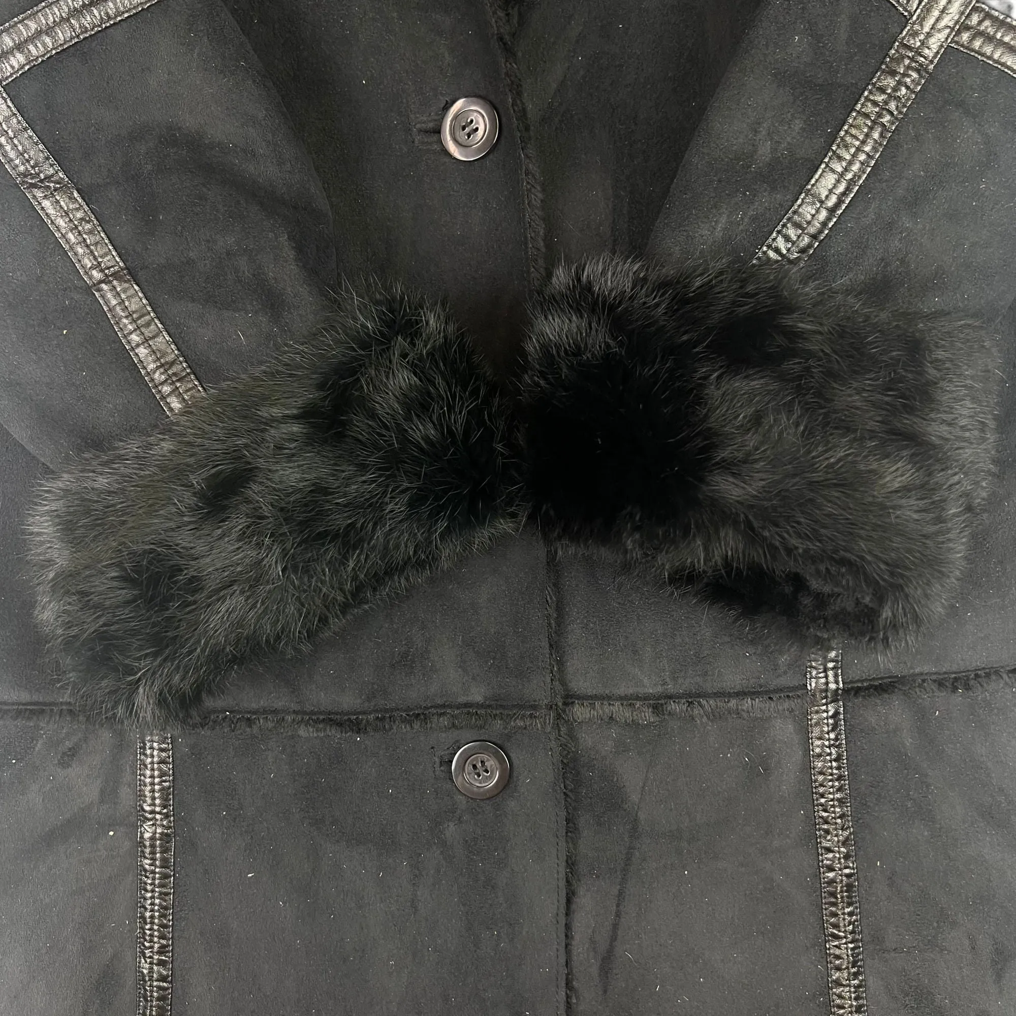 Balmain Faux Fur Lined Coat Black