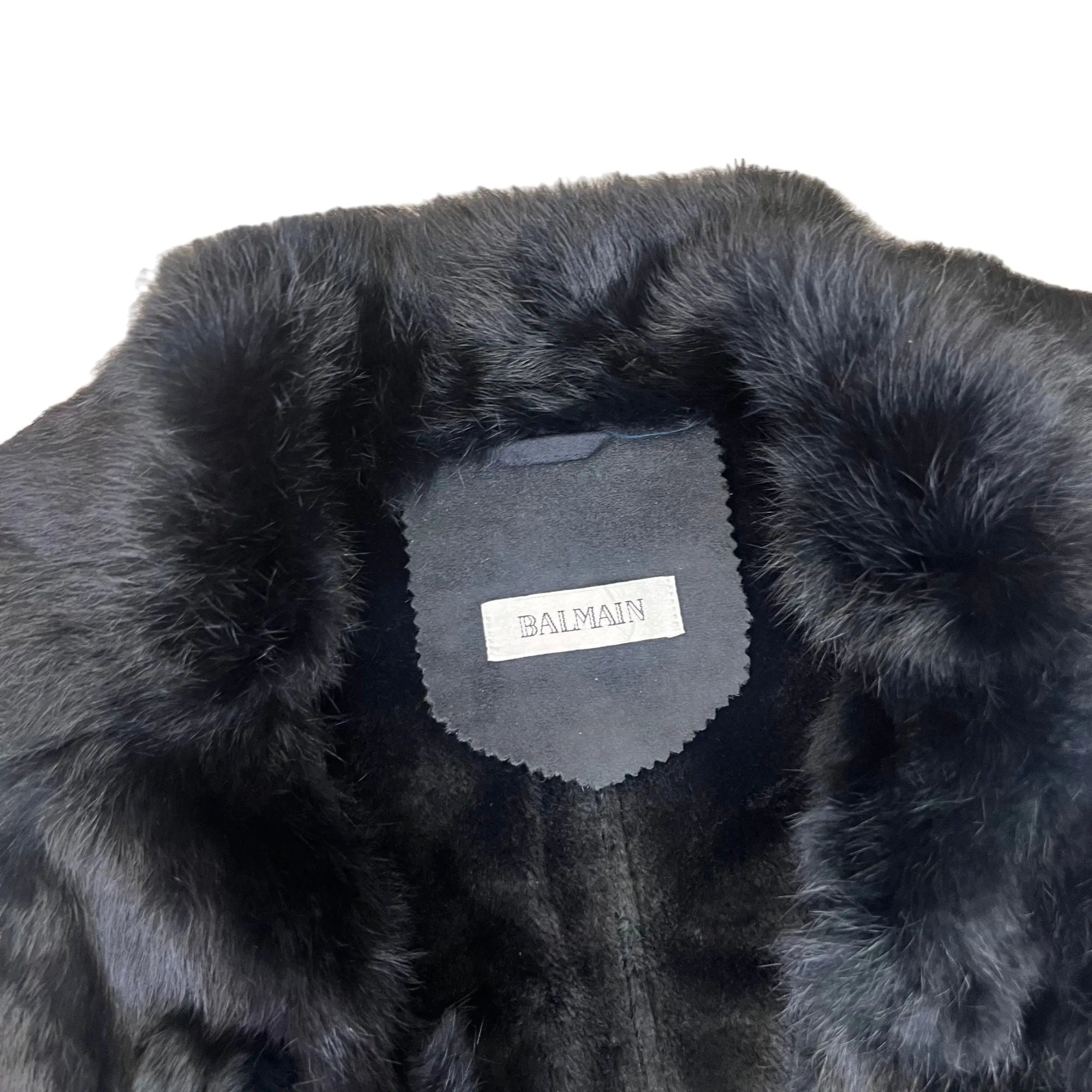 Balmain Faux Fur Lined Coat Black