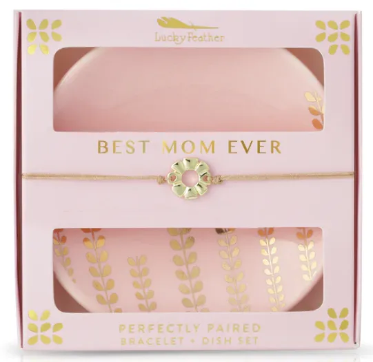 Best Mom Ever Bracelet + Dish Set