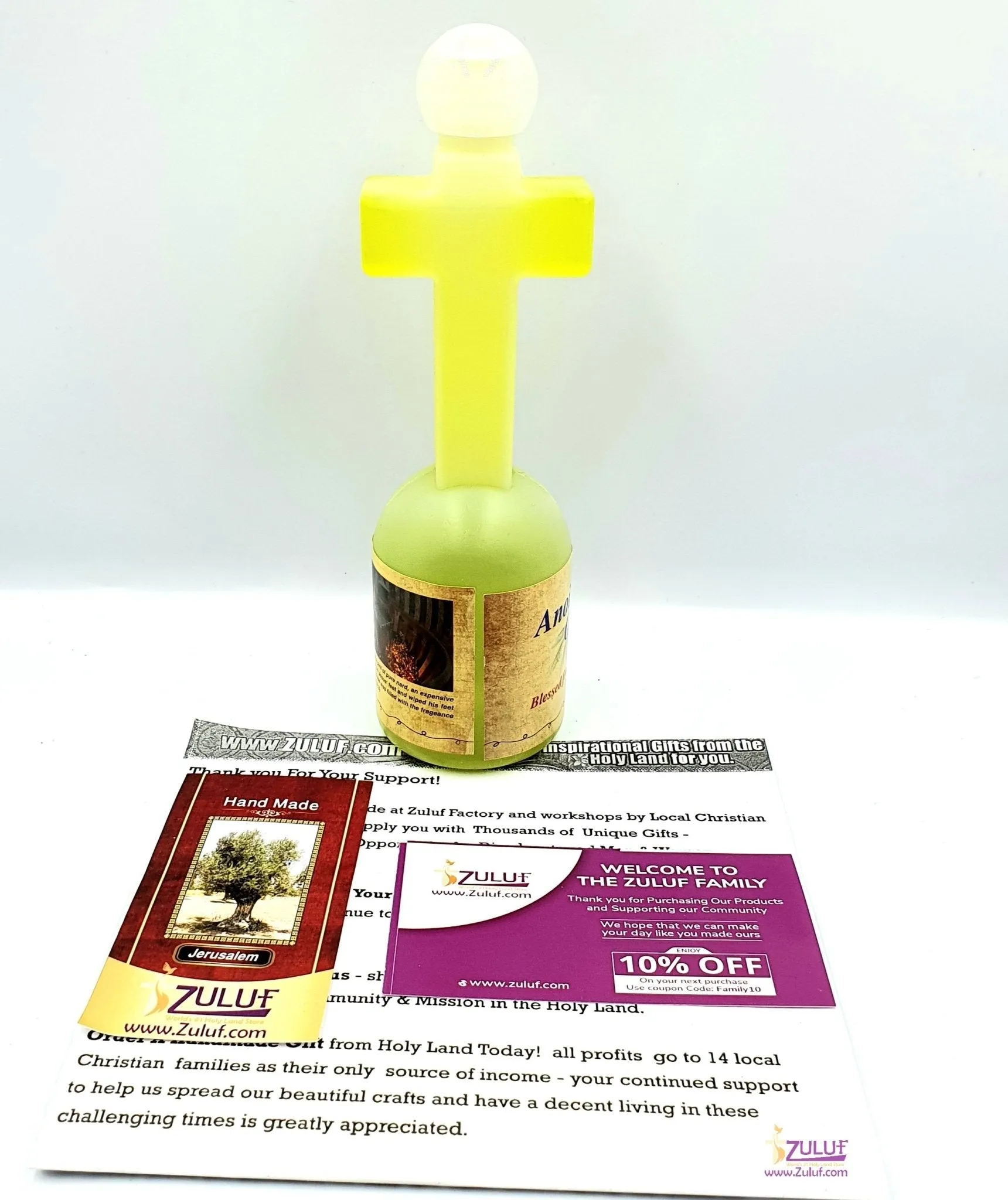 Blessed Olive Anointing Oil In A Cross Shaped Bottle By Zuluf - (HLG230)