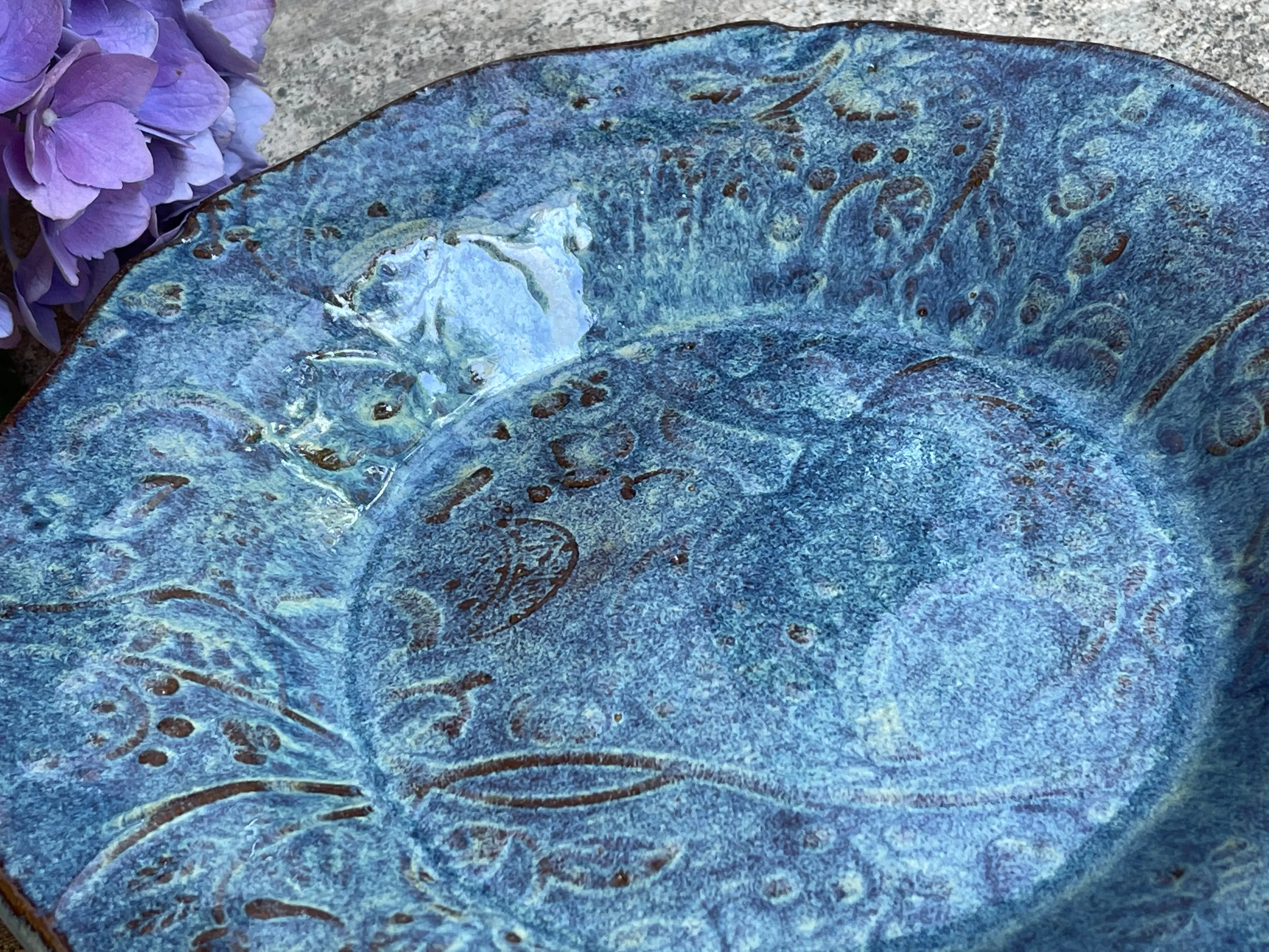 Blue Pumpkin Plate, Circle Plate, Party Platter