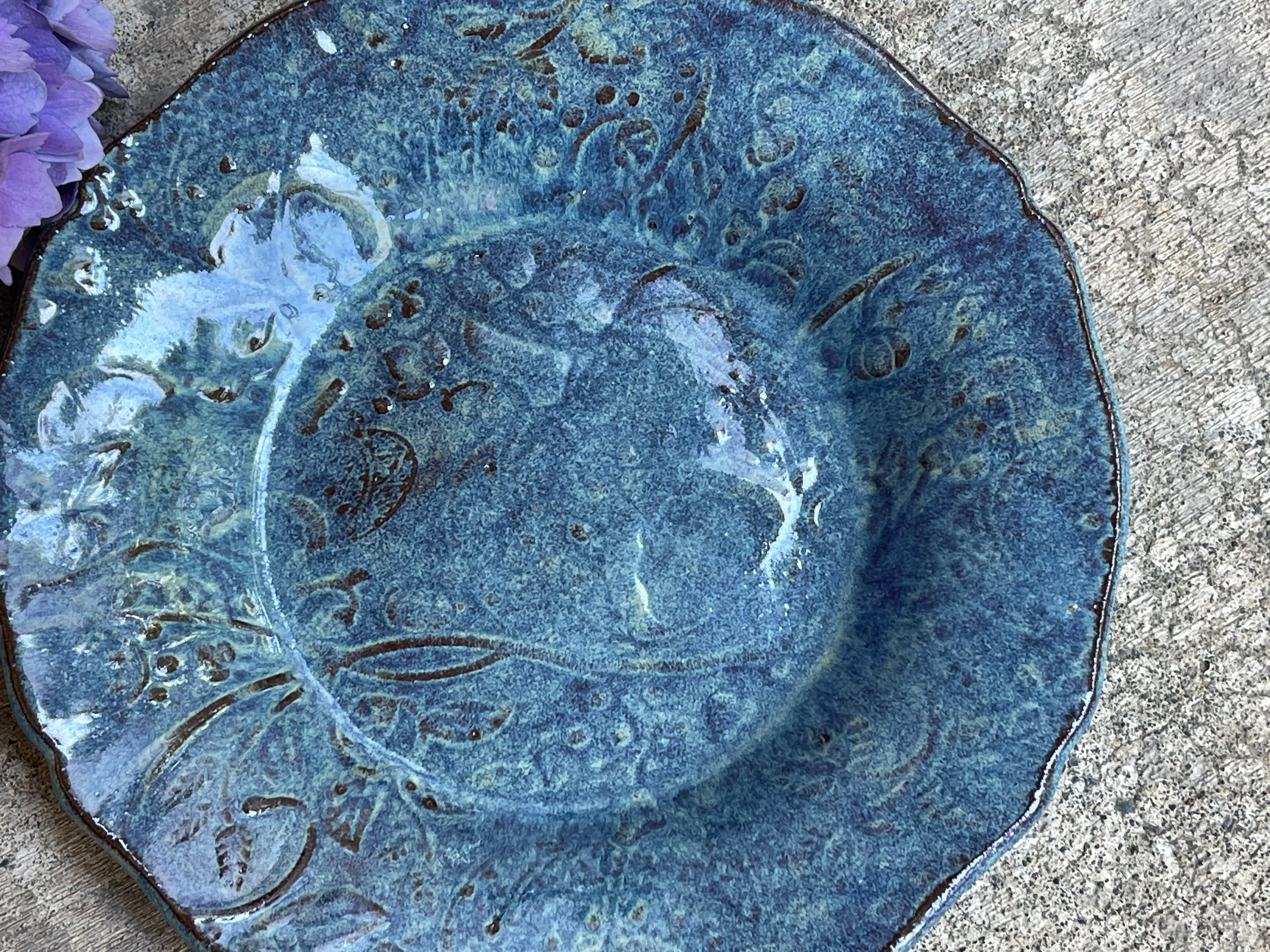 Blue Pumpkin Plate, Circle Plate, Party Platter