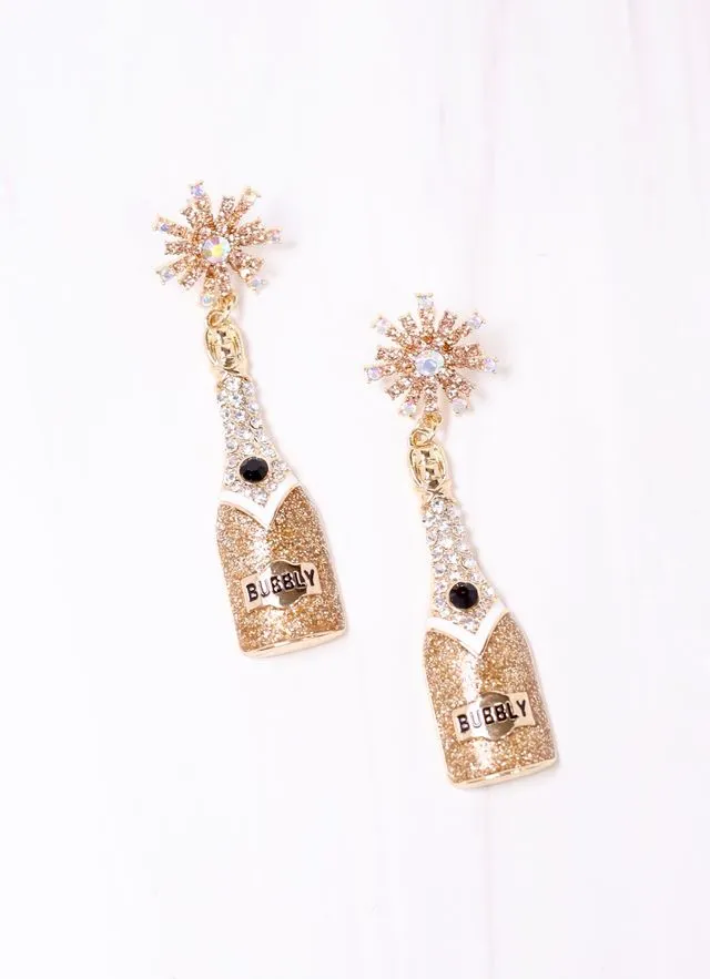 Bubbly Party Bottle Earring GOLD