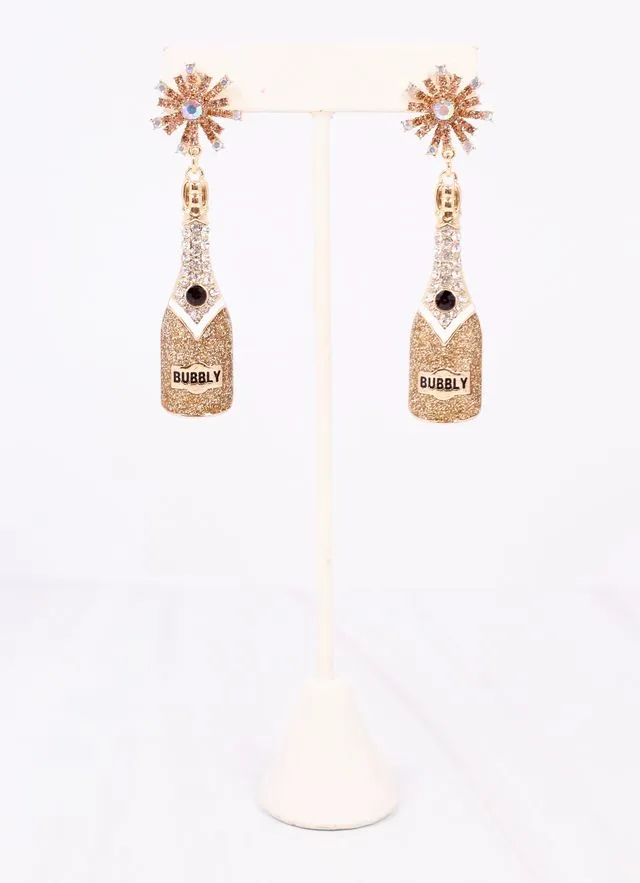 Bubbly Party Bottle Earring GOLD