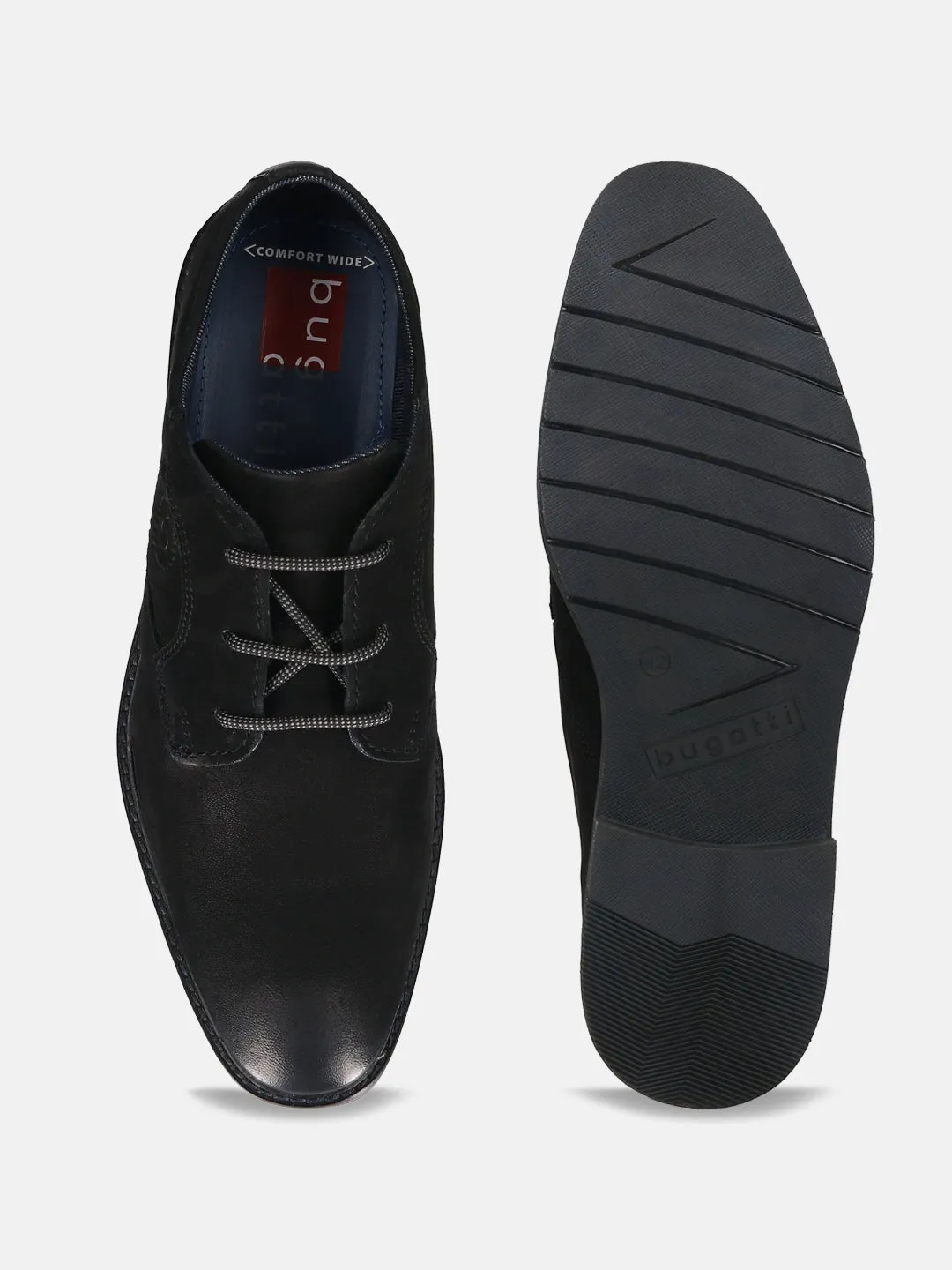 bugatti Black Nubuck Leather Casual Shoes