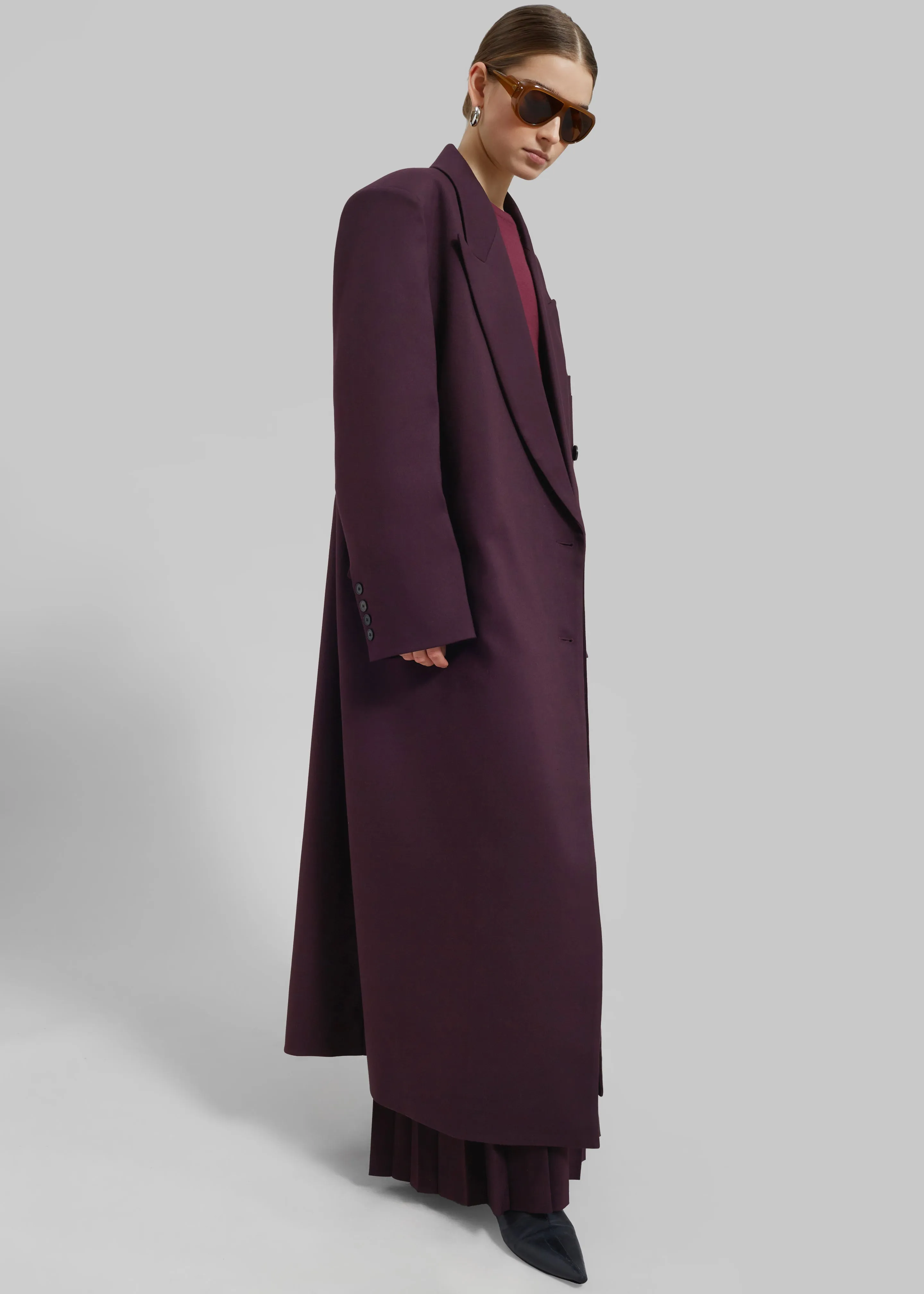 Delphina Long Coat - Burgundy