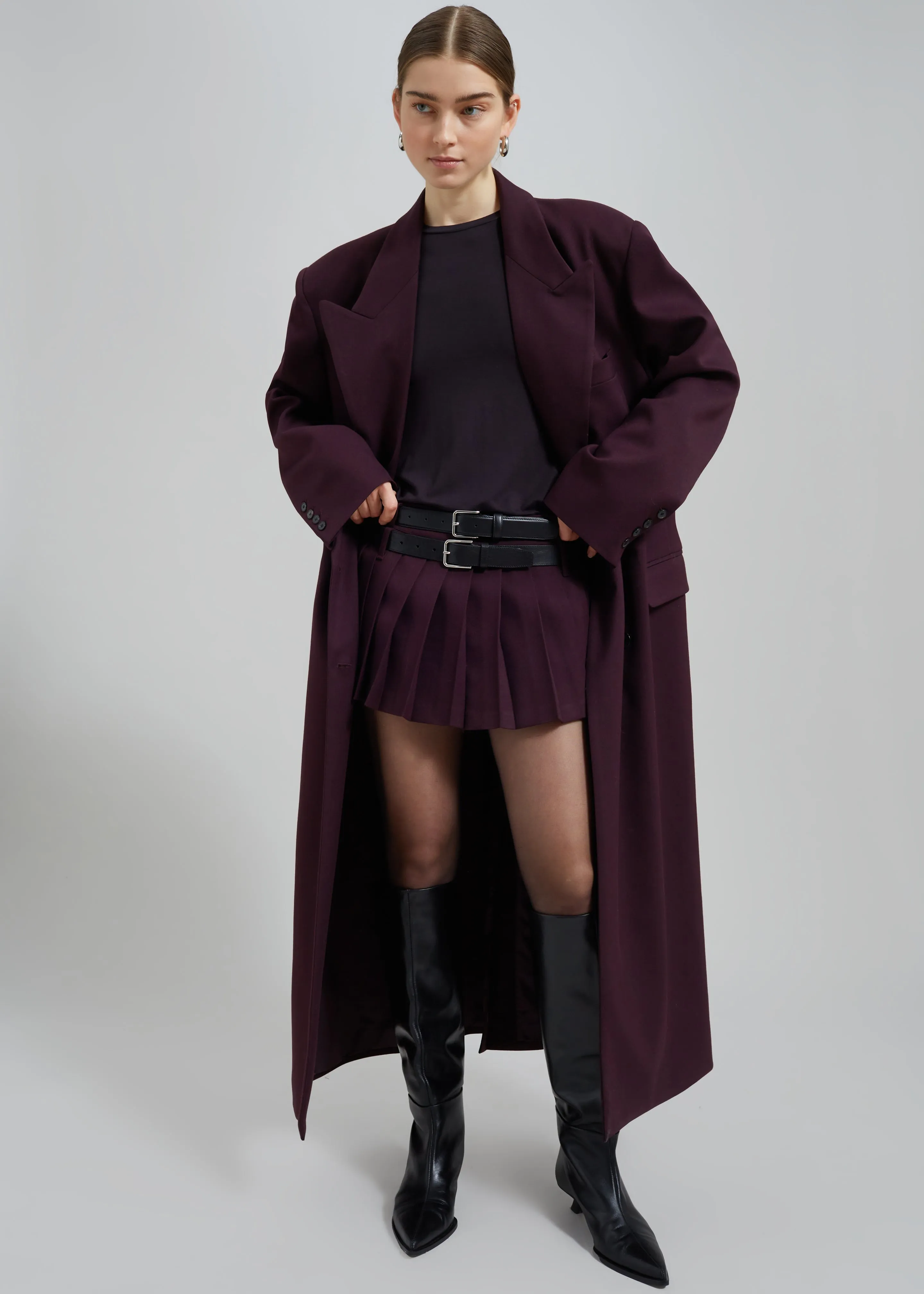 Delphina Long Coat - Burgundy