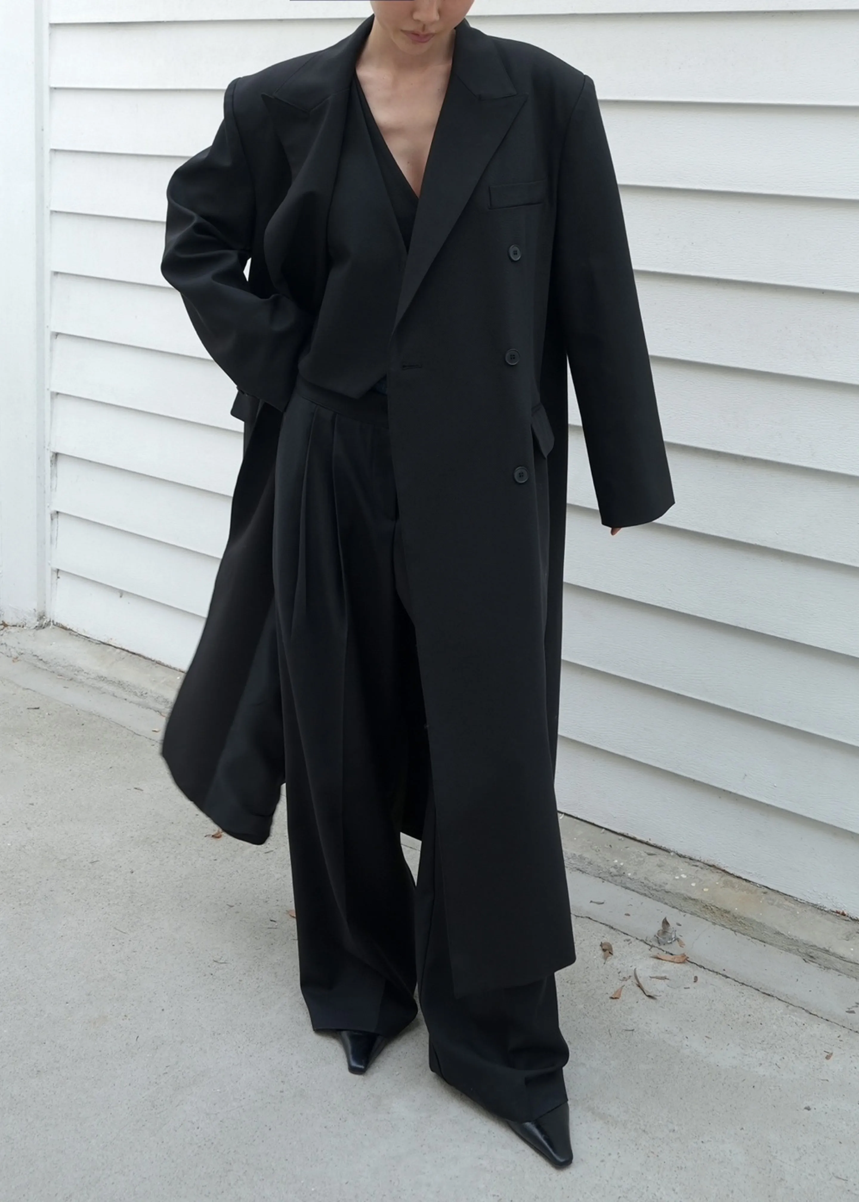 Dex Double Breasted Coat - Black