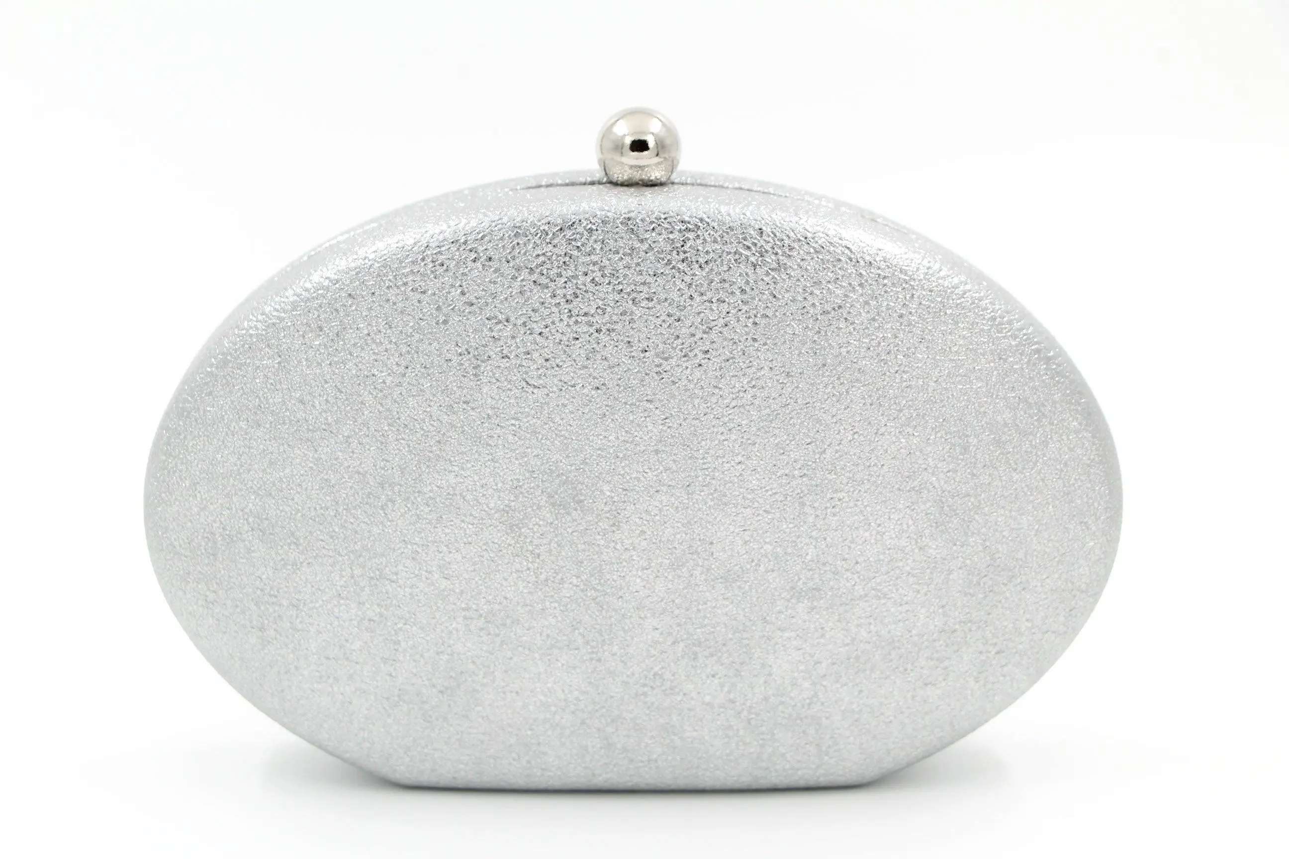 FABUCCI rounded silver clutch with rounded clasp