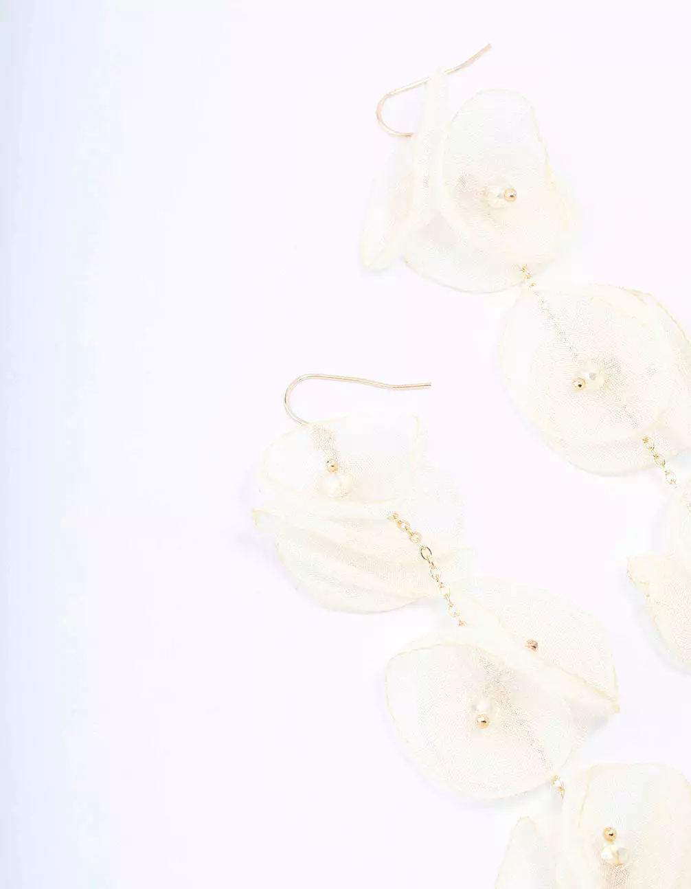 Gold & Cream Petal Drop Earrings