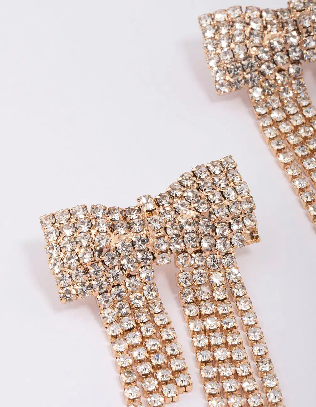 Gold Dazzling Bow Drop Earrings