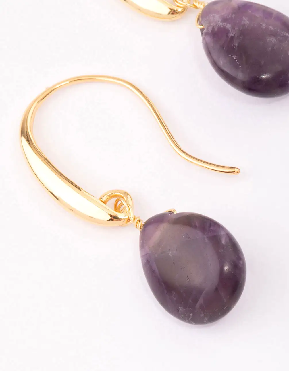 Gold Plated Amethyst Droplet Drop Earrings