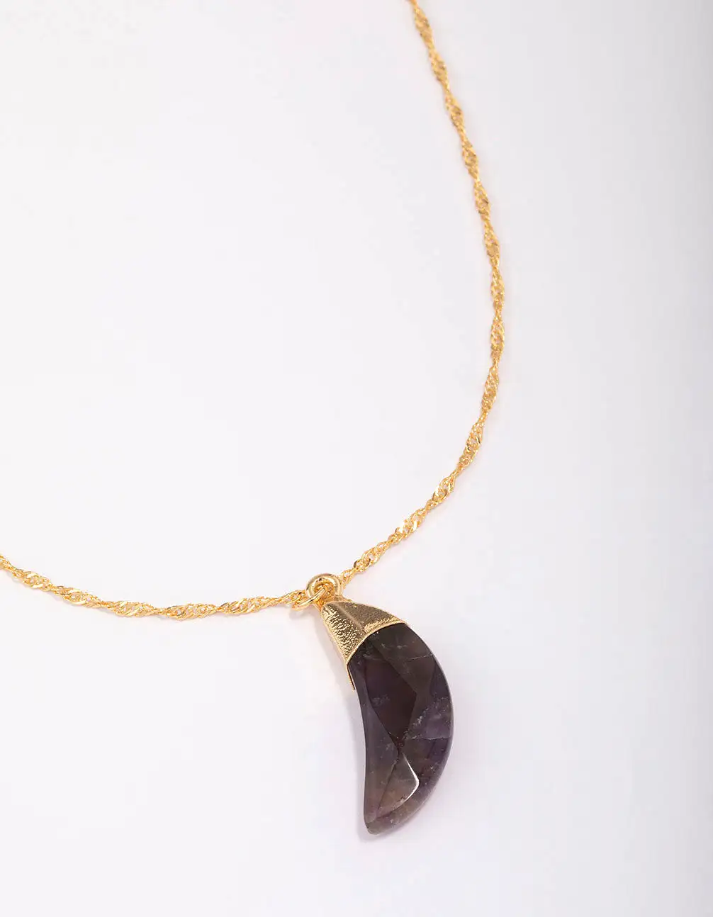 Gold Plated Crescent Amethyst Pendant Necklace