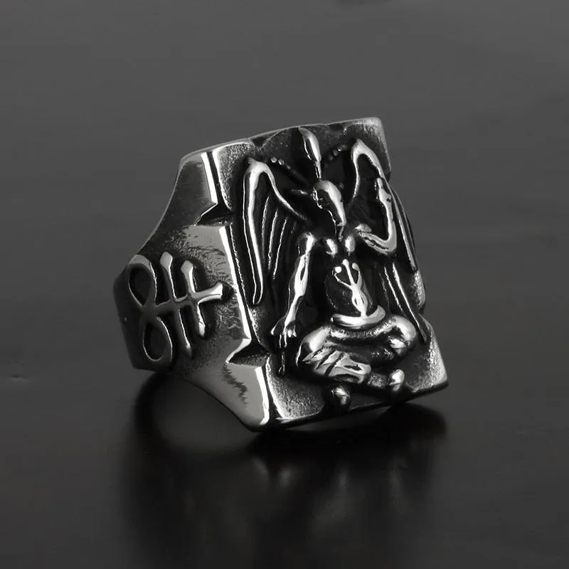 Gothic Baphomet Stainless Steel Ring