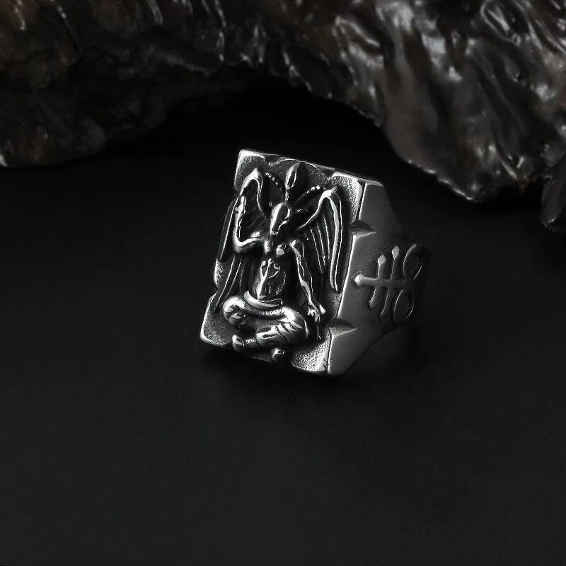 Gothic Baphomet Stainless Steel Ring