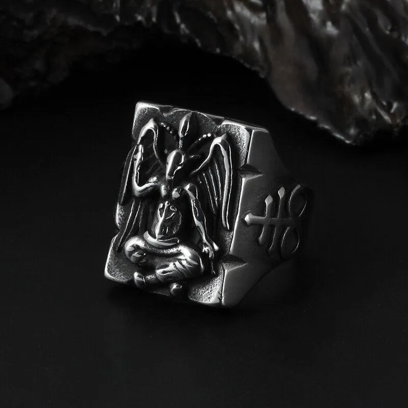 Gothic Baphomet Stainless Steel Ring