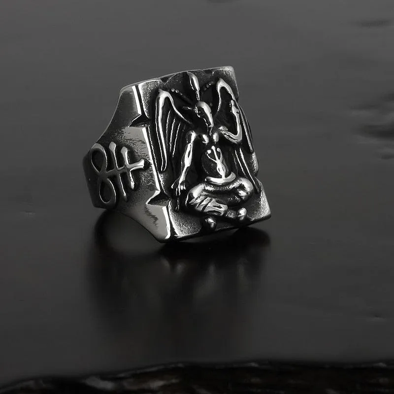 Gothic Baphomet Stainless Steel Ring