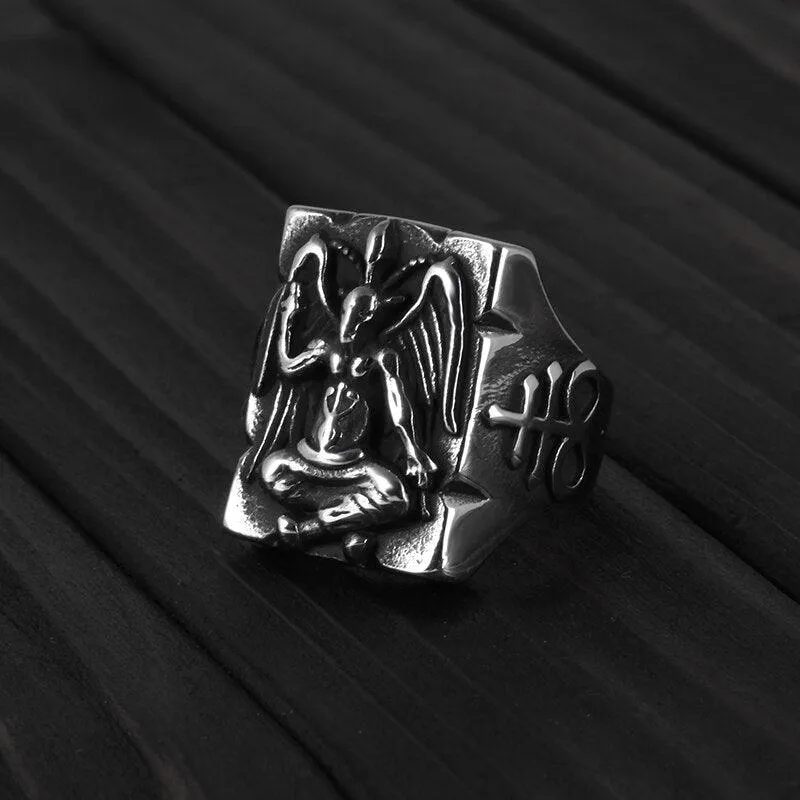 Gothic Baphomet Stainless Steel Ring