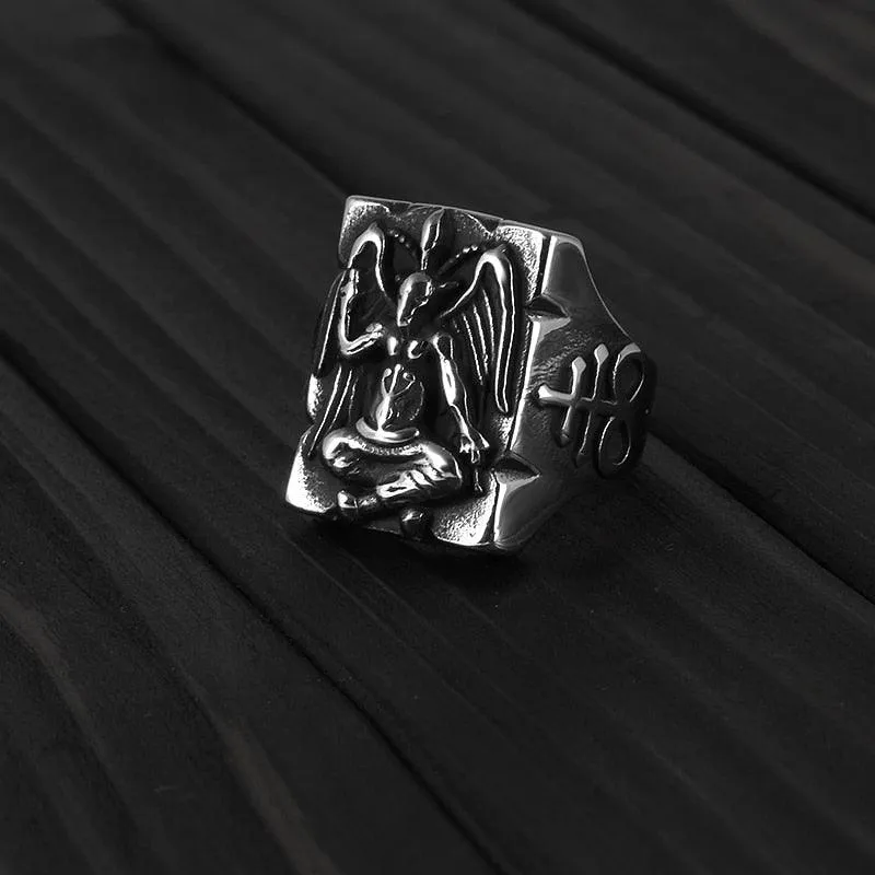 Gothic Baphomet Stainless Steel Ring