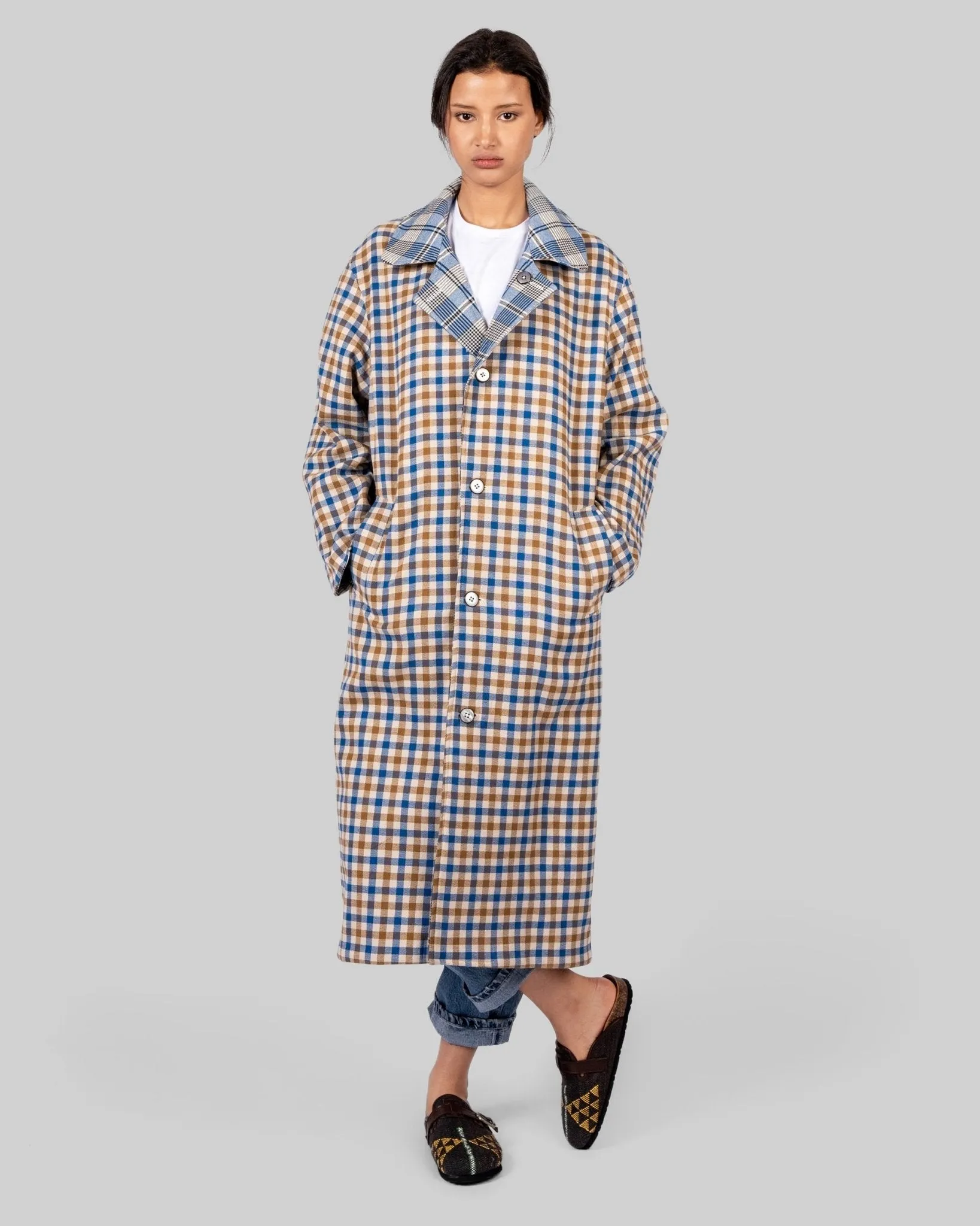 Handwoven Reversible Plaid Coat